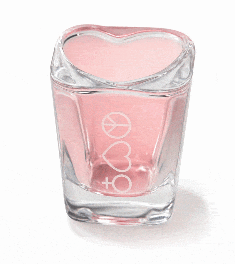 Spinning Peace & Love shot glass