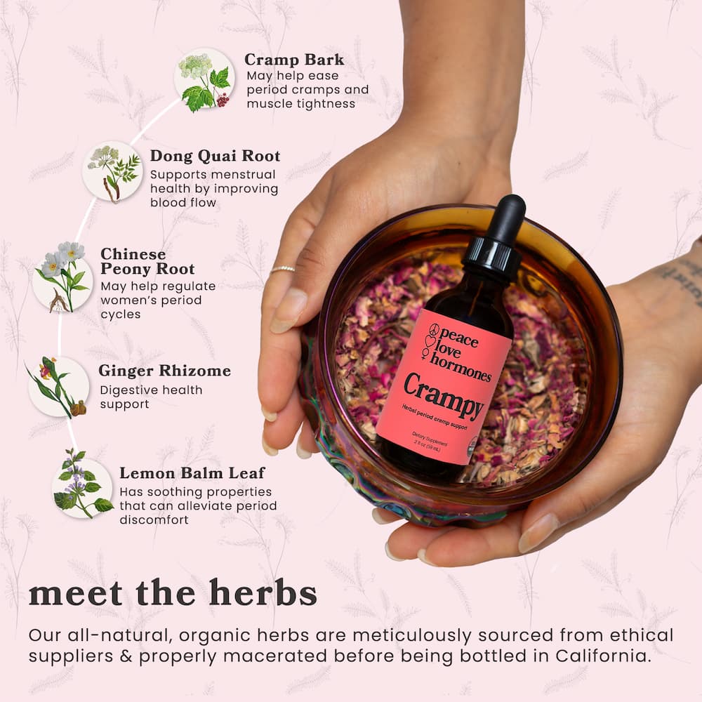 Peace Love Hormones Supplement 30 Day Supply Crampy: Fast-Acting Natural Relief for Menstrual Cramps